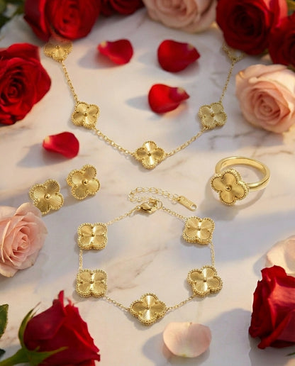 Set Van Cleef Dorado + Caja Rosas
