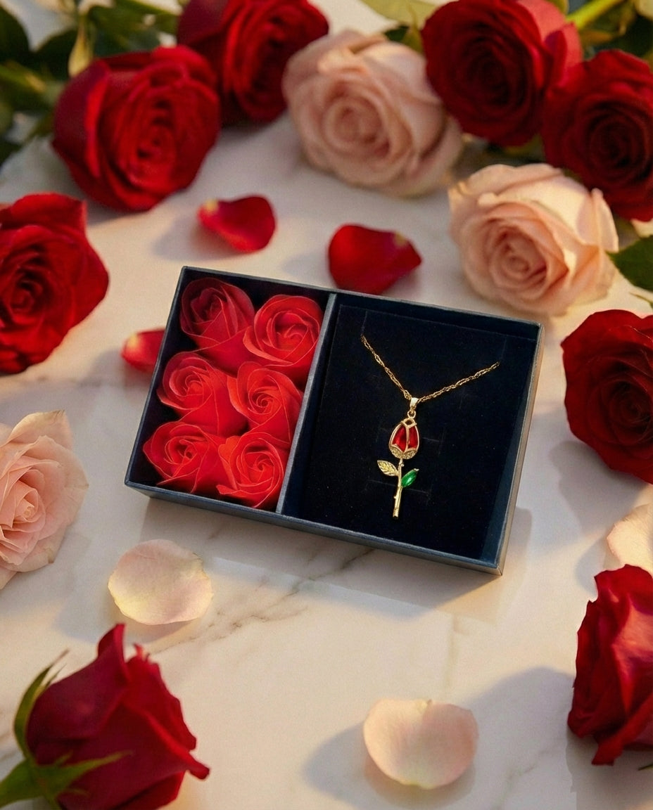 Collar Rosa Roja + CAJAREGALO