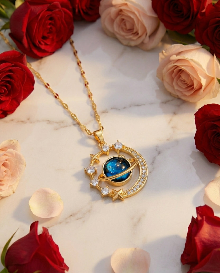 Collar Planeta Saturno + Caja de lujo